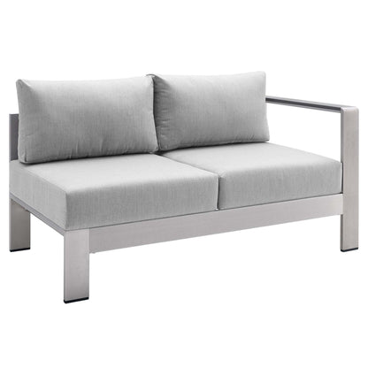 Shore Sunbrella Fabric Aluminum Outdoor Patio Right-Arm Loveseat in Silver Gray by Modway (4222)