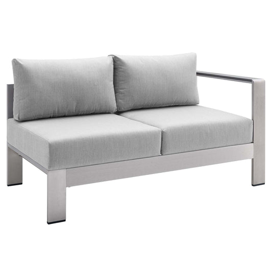 Shore Sunbrella Fabric Aluminum Outdoor Patio Right-Arm Loveseat in Silver Gray by Modway (4222)