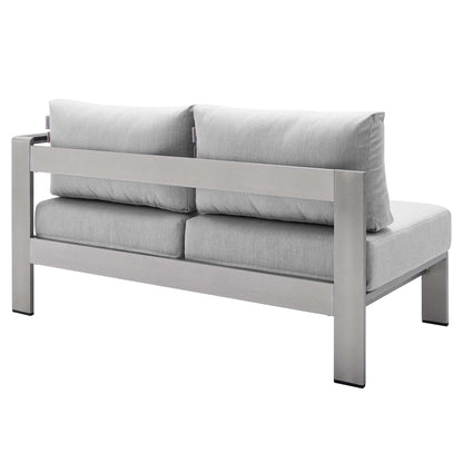 Shore Sunbrella Fabric Aluminum Outdoor Patio Right-Arm Loveseat in Silver Gray by Modway (4222)