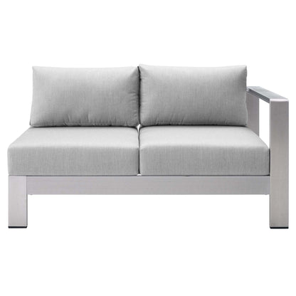 Shore Sunbrella Fabric Aluminum Outdoor Patio Right-Arm Loveseat in Silver Gray by Modway (4222)