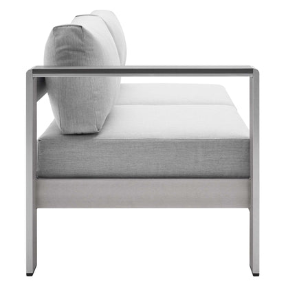 Shore Sunbrella Fabric Aluminum Outdoor Patio Left-Arm Loveseat in Silver Gray by Modway (4223)