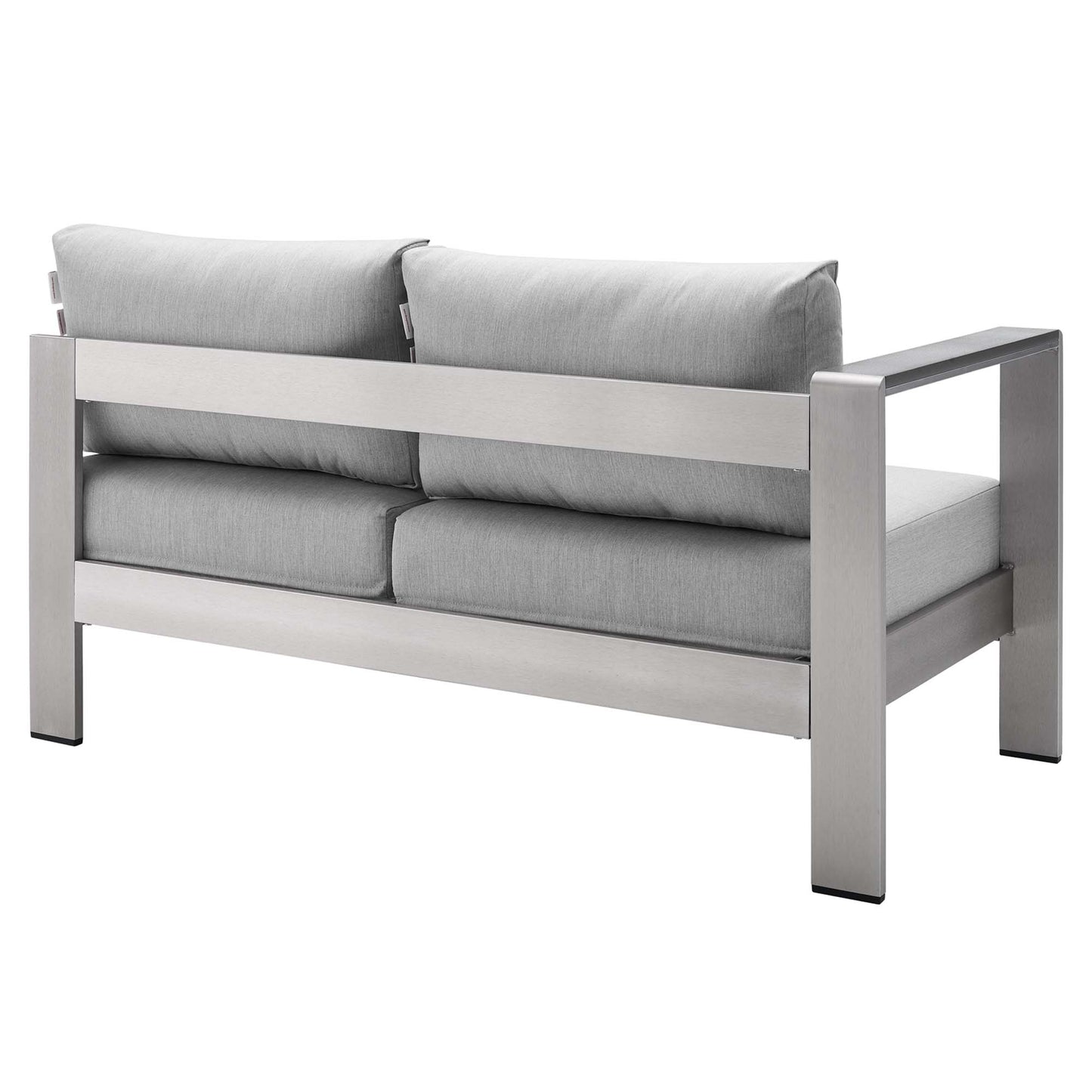 Shore Sunbrella Fabric Aluminum Outdoor Patio Left-Arm Loveseat in Silver Gray by Modway (4223)