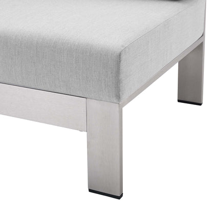 Shore Sunbrella Fabric Aluminum Outdoor Patio Left-Arm Loveseat in Silver Gray by Modway (4223)