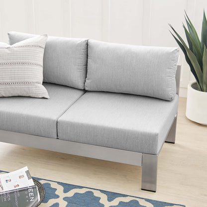Shore Sunbrella Fabric Aluminum Outdoor Patio Left-Arm Loveseat in Silver Gray by Modway (4223)