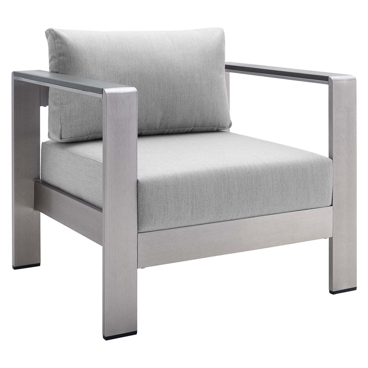 Shore Sunbrella Fabric Aluminum Outdoor Patio Armchair in Silver Gray by Modway (4225)