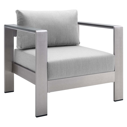 Shore Sunbrella Fabric Aluminum Outdoor Patio Armchair in Silver Gray by Modway (4225)