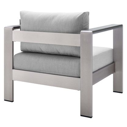 Shore Sunbrella Fabric Aluminum Outdoor Patio Armchair in Silver Gray by Modway (4225)