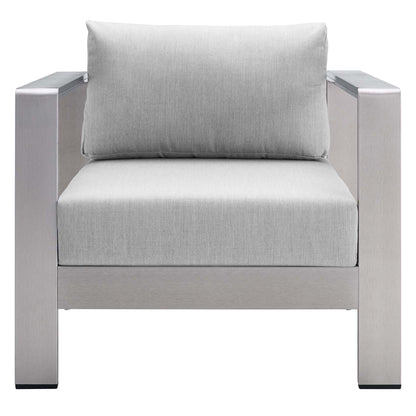 Shore Sunbrella Fabric Aluminum Outdoor Patio Armchair in Silver Gray by Modway (4225)