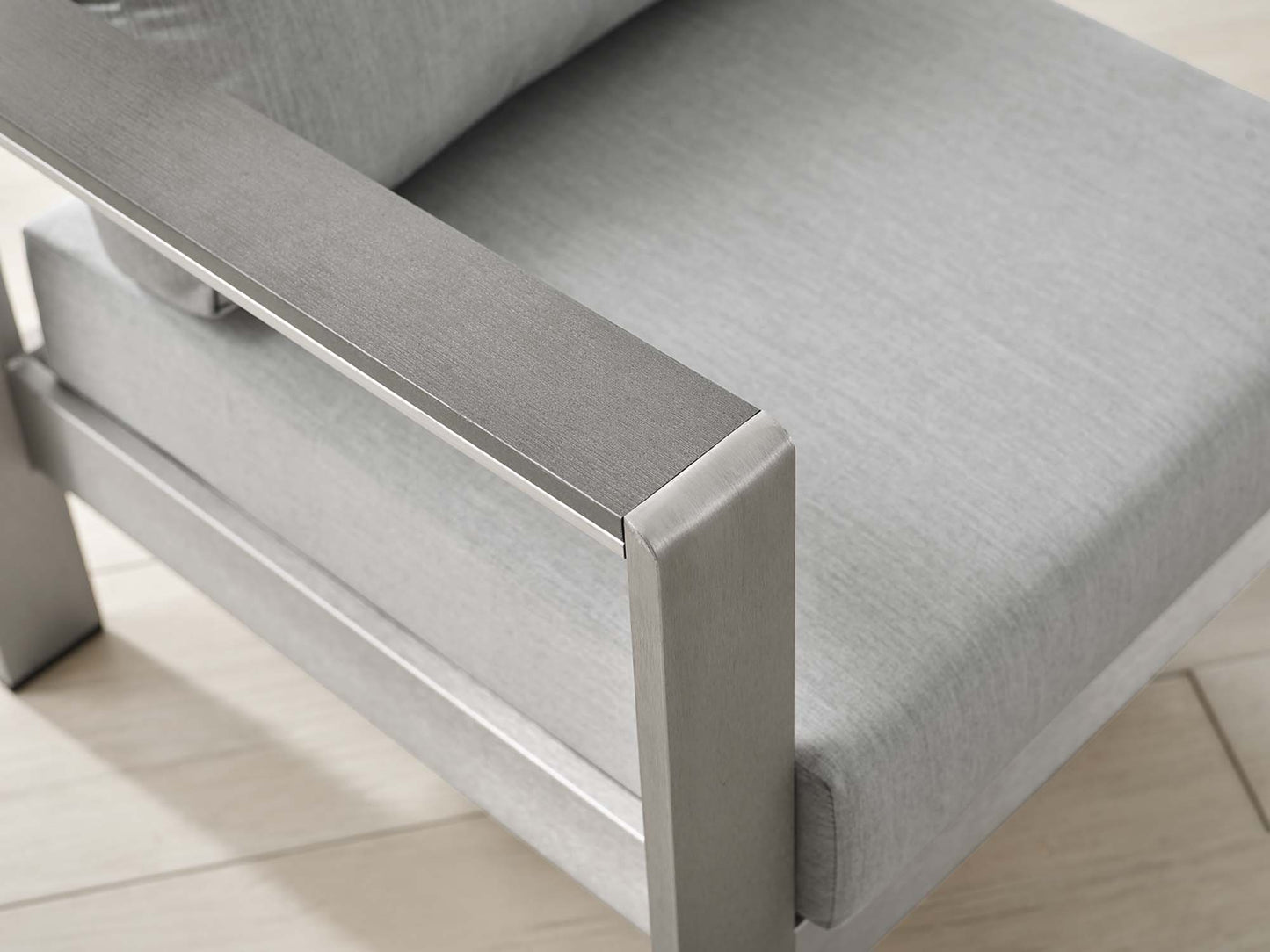Shore Sunbrella Fabric Aluminum Outdoor Patio Armchair in Silver Gray by Modway (4225)