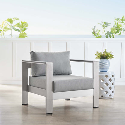 Shore Sunbrella Fabric Aluminum Outdoor Patio Armchair in Silver Gray by Modway (4225)