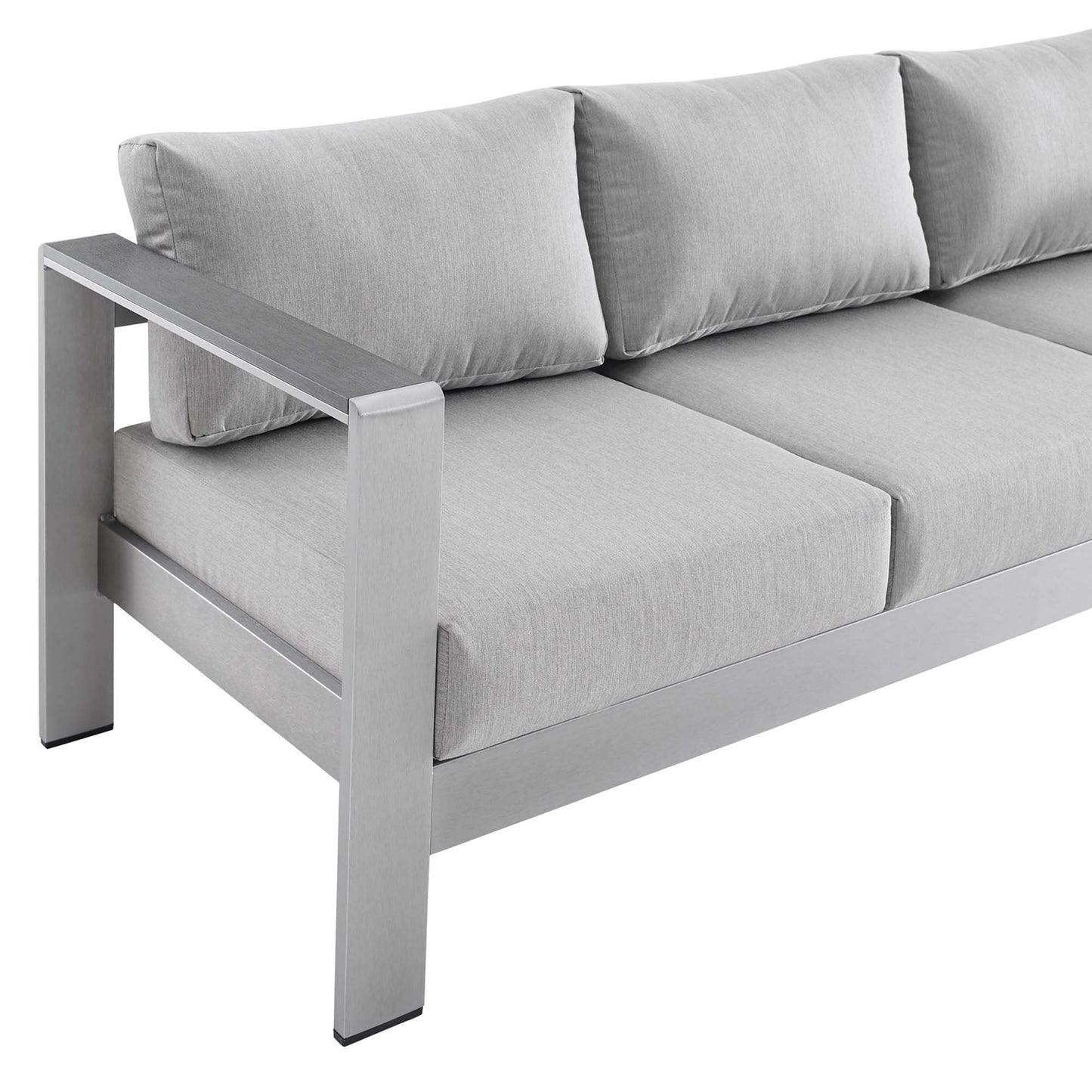 Shore Sunbrella Fabric Aluminum Outdoor Patio Sofa in Silver Gray by Modway (4228)