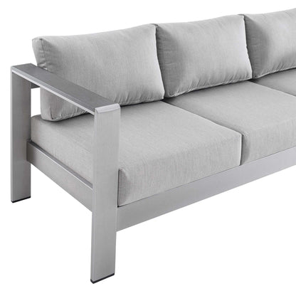 Shore Sunbrella Fabric Aluminum Outdoor Patio Sofa in Silver Gray by Modway (4228)
