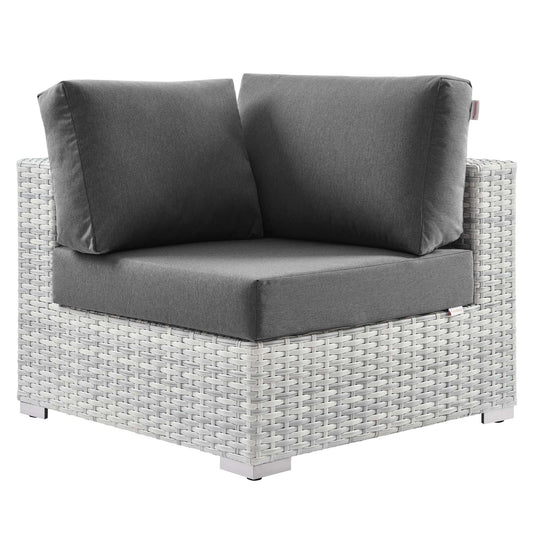 Convene Outdoor Patio Corner Chair in Light Gray Charcoal by Modway (EEI-4296)