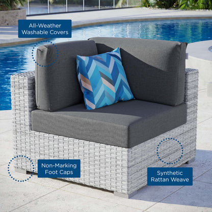 Convene Outdoor Patio Corner Chair in Light Gray Charcoal by Modway (EEI-4296)