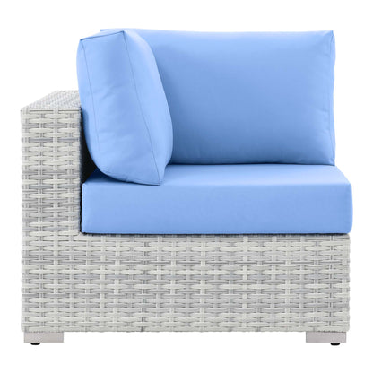 Convene Outdoor Patio Corner Chair in Light Gray Light Blue by Modway (EEI-4296)