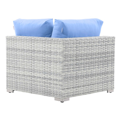 Convene Outdoor Patio Corner Chair in Light Gray Light Blue by Modway (EEI-4296)