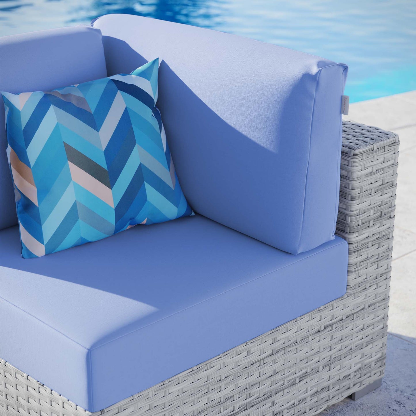 Convene Outdoor Patio Corner Chair in Light Gray Light Blue by Modway (EEI-4296)