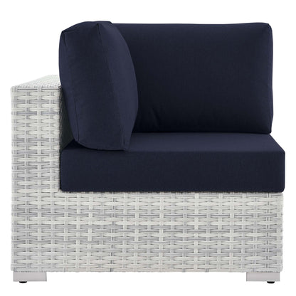 Convene Outdoor Patio Corner Chair in Light Gray Navy by Modway (EEI-4296)