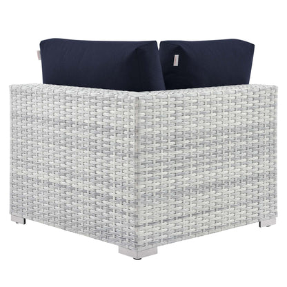 Convene Outdoor Patio Corner Chair in Light Gray Navy by Modway (EEI-4296)