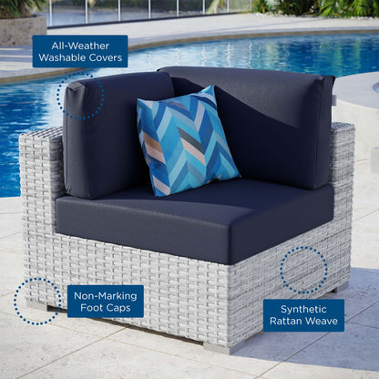 Convene Outdoor Patio Corner Chair in Light Gray Navy by Modway (EEI-4296)