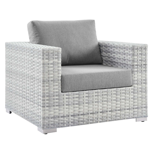 Convene Outdoor Patio Wicker Rattan Armchair in Light Gray Gray by Modway