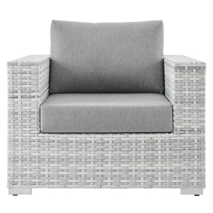 Convene Outdoor Patio Wicker Rattan Armchair in Light Gray Gray by Modway
