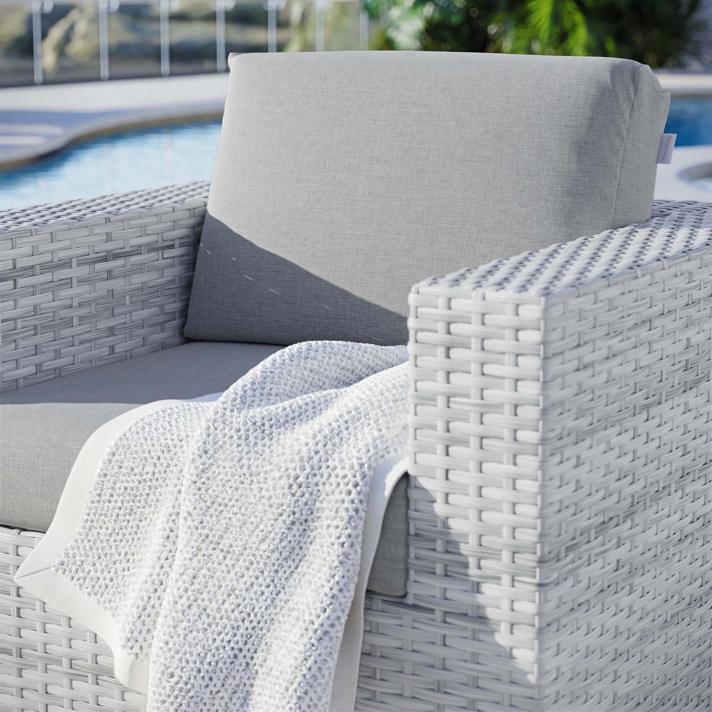 Convene Outdoor Patio Wicker Rattan Armchair in Light Gray Gray by Modway