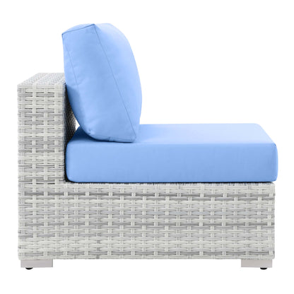 Convene Outdoor Patio Armless Chair in Light Gray Light Blue by Modway (EEI-4298)