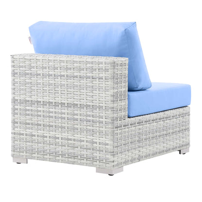 Convene Outdoor Patio Armless Chair in Light Gray Light Blue by Modway (EEI-4298)