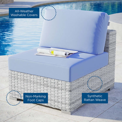 Convene Outdoor Patio Armless Chair in Light Gray Light Blue by Modway (EEI-4298)