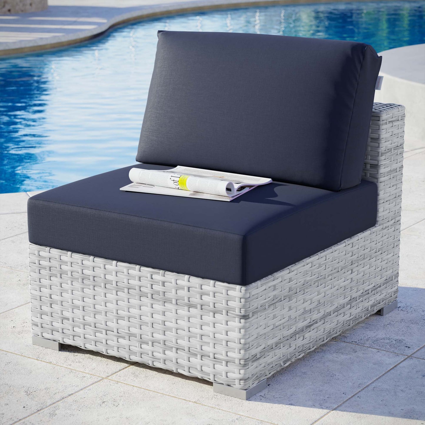 Convene Outdoor Patio Armless Chair in Light Gray Navy by Modway (EEI-4298)