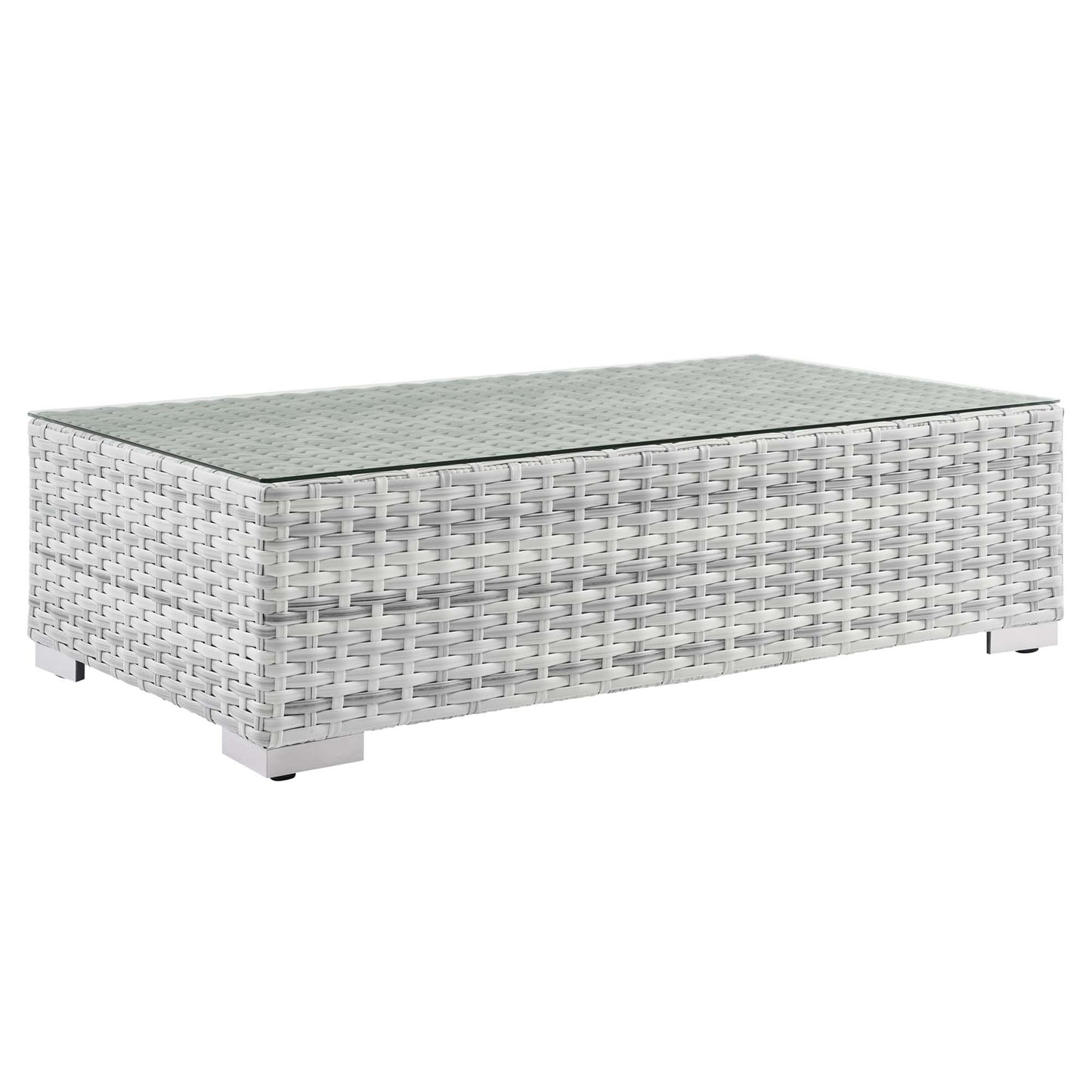 Convene Outdoor Patio Wicker Rattan Coffee Table in Light Gray by Modway