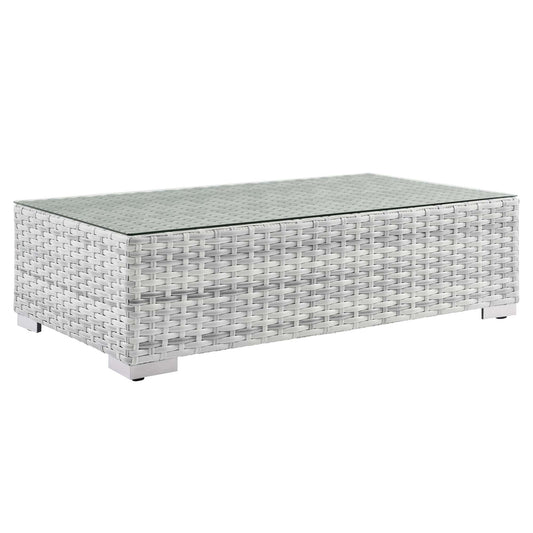 Convene Outdoor Patio Wicker Rattan Coffee Table in Light Gray by Modway