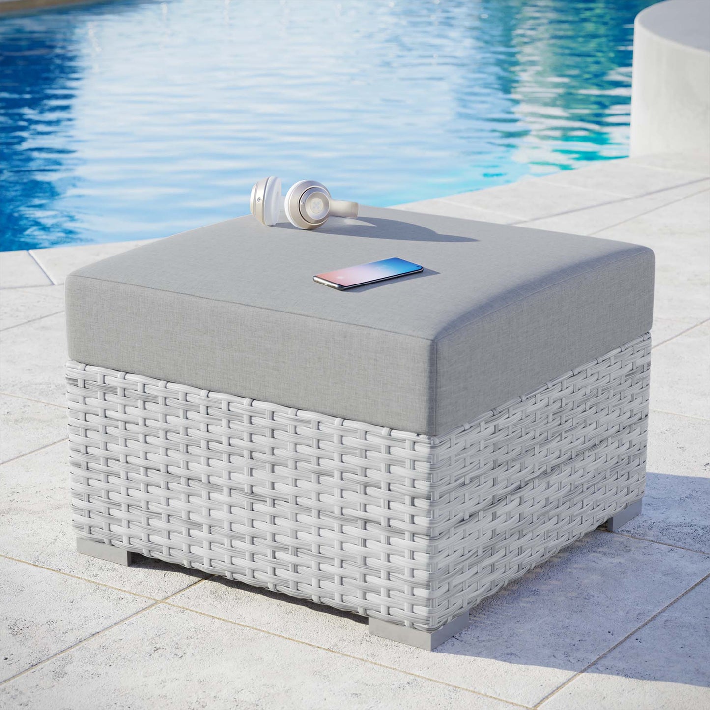 Convene Outdoor Patio Ottoman in Light Gray Gray by Modway (EEI-4301)