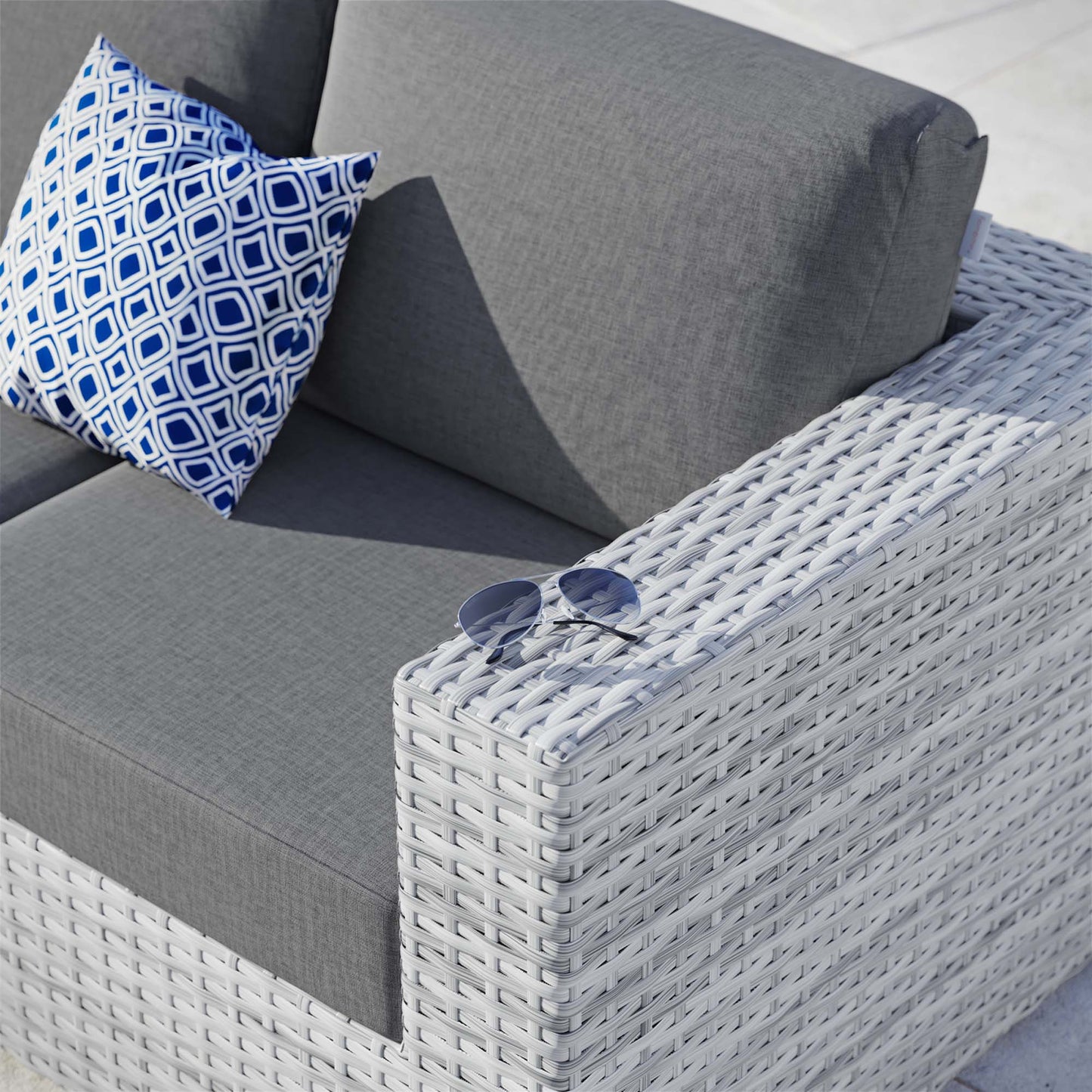 Convene Outdoor Patio Right-Arm Loveseat in Light Gray Charcoal by Modway (EEI-4302)
