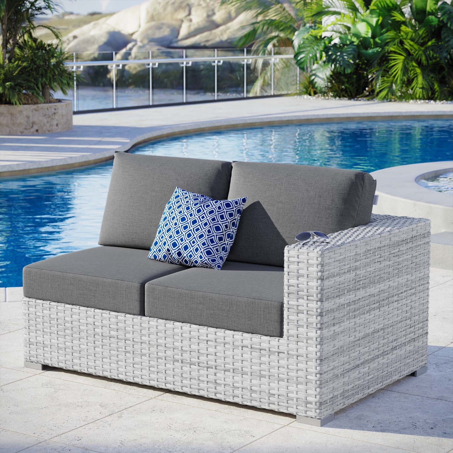 Convene Outdoor Patio Right-Arm Loveseat in Light Gray Charcoal by Modway (EEI-4302)