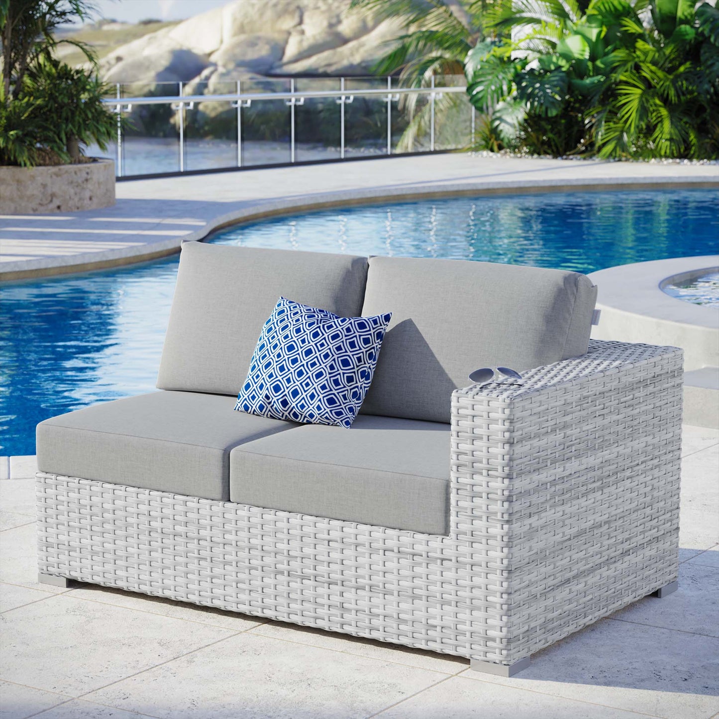 Convene Outdoor Patio Right-Arm Loveseat in Light Gray Gray by Modway (EEI-4302)