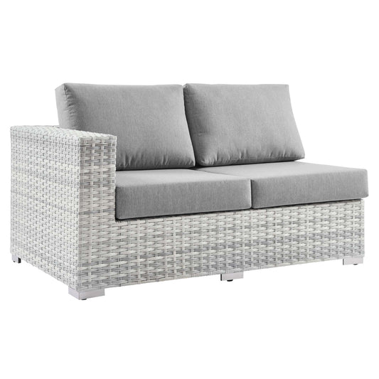 Convene Outdoor Patio Wicker Rattan Left-Arm Loveseat (Light Gray / Gray) by Modway Outdoor Patio Sectional Loveseat (Left-Arm) Forever Wicker 
