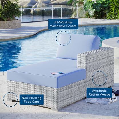 Convene Outdoor Patio Right Chaise in Light Gray Light Blue by Modway (EEI-4304)