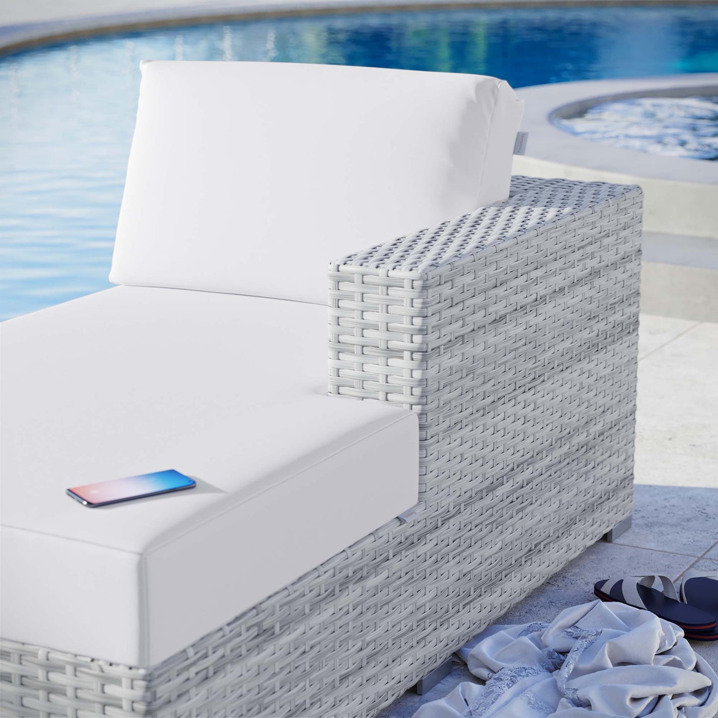 Convene Outdoor Patio Right Chaise in Light Gray White by Modway (EEI-4304)