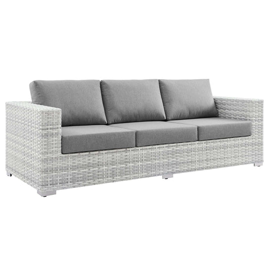 Convene Outdoor Patio Wicker Rattan Sofa in Light Gray Gray by Modway