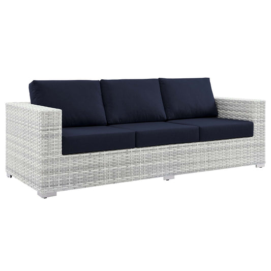 Convene Outdoor Patio Wicker Rattan Sofa (Light Gray Navy) by Modway Outdoor Patio Sofa Forever Wicker 