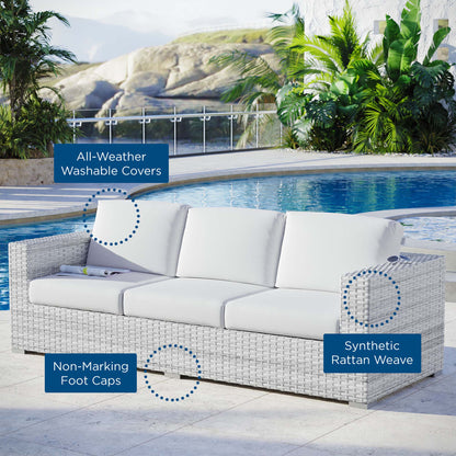 Convene Outdoor Patio Sofa in Light Gray White by Modway (EEI-4305)
