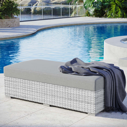 Convene Outdoor Patio Rectangular Ottoman in Light Gray Gray by Modway (EEI-4308)