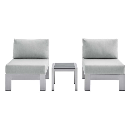 Shore Aluminum 3-Piece Bistro Conversation Set - Silver Gray by Modway