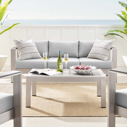 Shore Aluminum 4-Piece Patio Conversation Set - Silver Gray by Modway