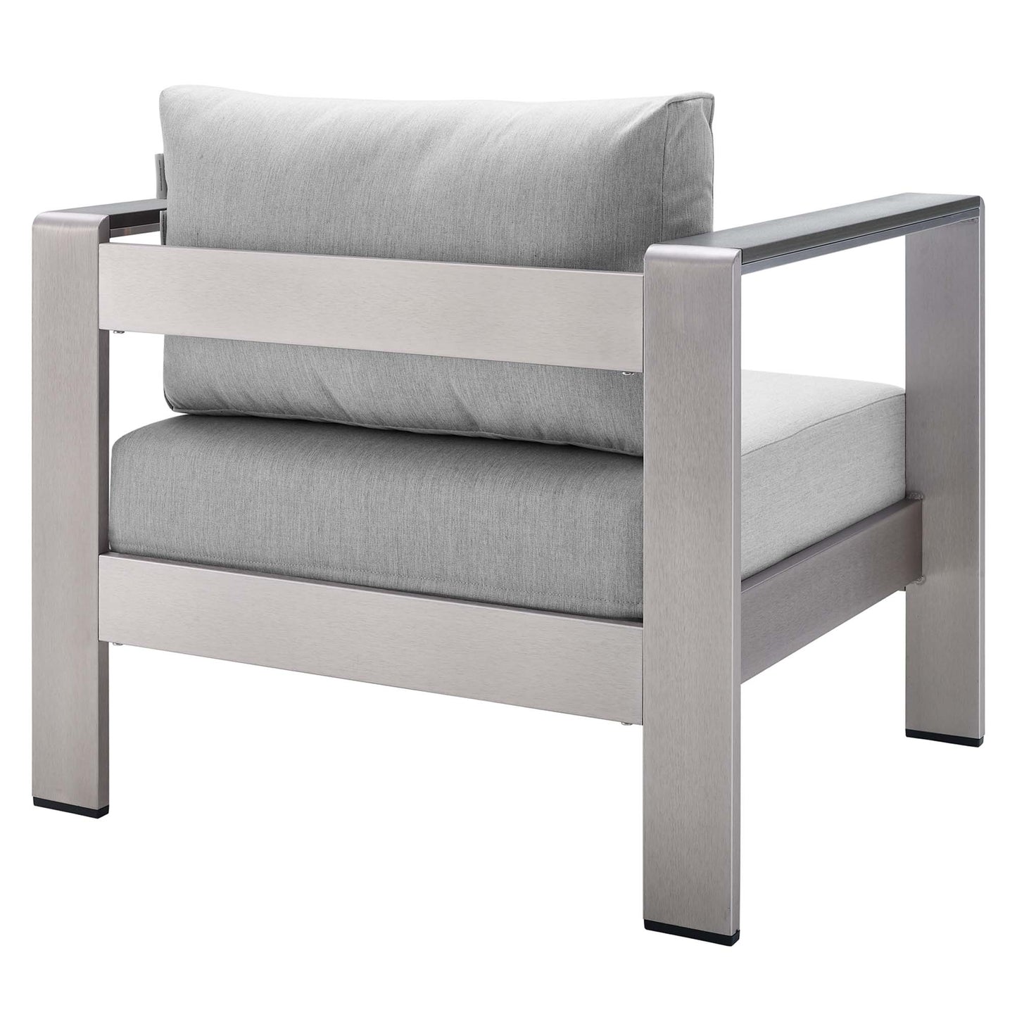 Shore Aluminum 4-Piece Patio Conversation Set - Silver Gray by Modway