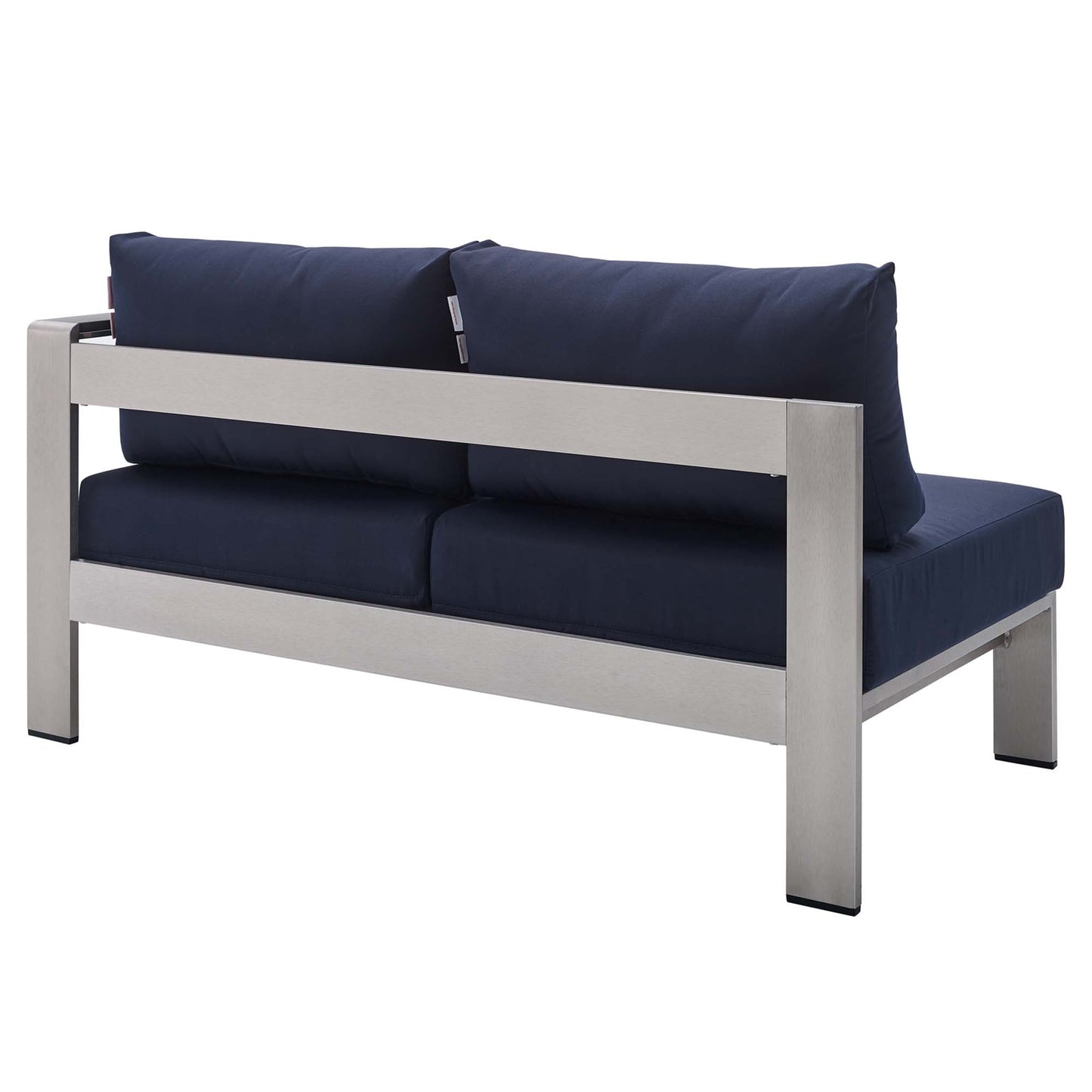 Shore Aluminum 5-Piece Sectional Sofa Set - Silver Navy by Modway