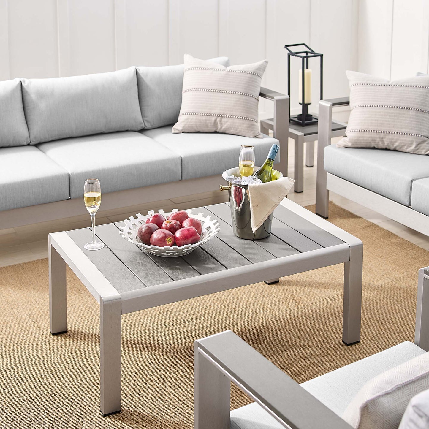 Shore Aluminum 7-Piece Patio Conversation Set - Silver Gray by Modway