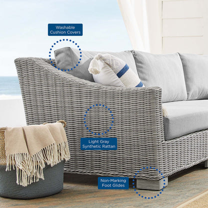 Conway 4-Piece Sunbrella Outdoor Patio Wicker Rattan Furniture Set in Light Gray Gray by Modway (4355)